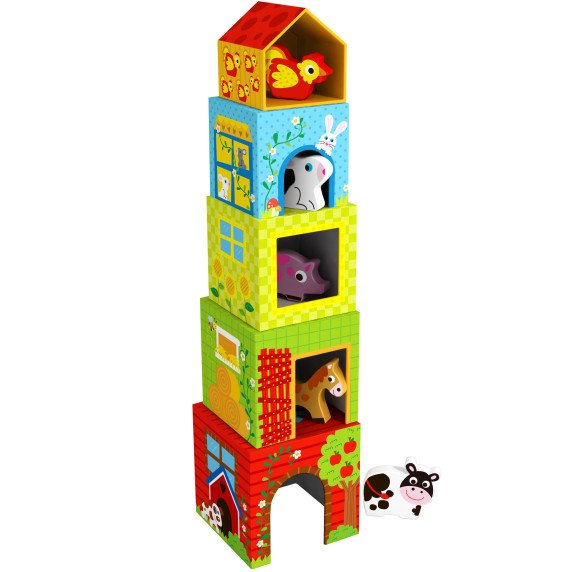 WOOPIE GREEN Ūkininkavimo dėžės kubas puzzle + figūrėlės 10 vnt.