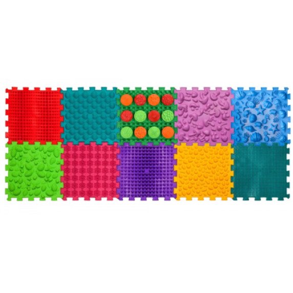 Masažinių kilimėlių rinkinys - dėlionė Ortek "Puzzle Mix" (10 + 12 vnt.)