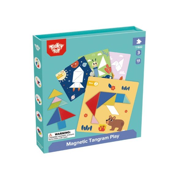 TOOKY TOY Tangram galvosūkis vaikams, mokantis figūrų formų formų 18 vnt.