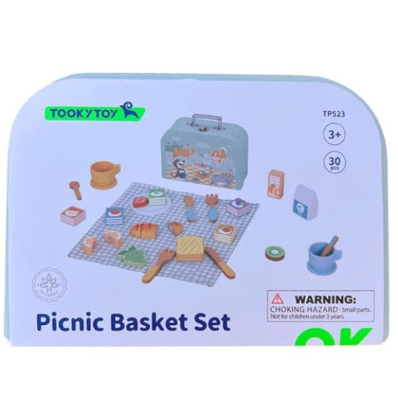 TOOKY TOY Pikniko rinkinys maisto pjaustytuvu su velkru Pusryčių rinkinys