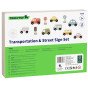 TOOKY TOY rinkinys iš medinių transporto priemonių ir eismo ženklų dėžutėje