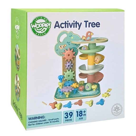 WOOPIE GREEN Montessori 4-in-1 kamuolių trasa veikla medis FSC