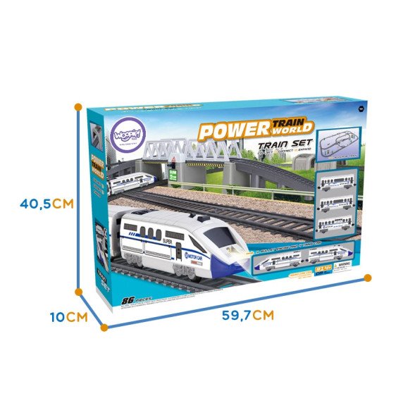 WOOPIE Elektrinis Traukinys Didelis 914 cm Traukų Tiltas Tunelis 86 vnt.