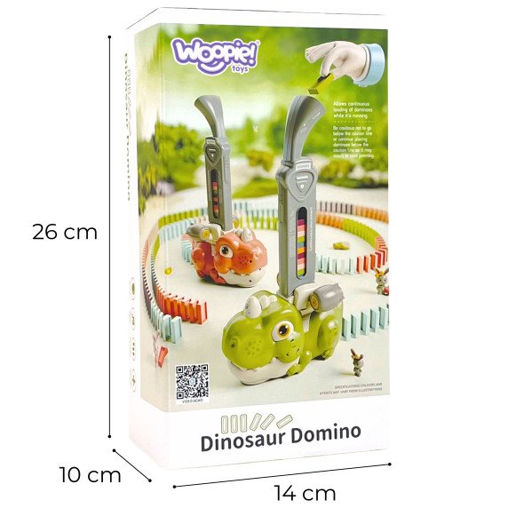 WOOPIE Elektrinis Traukinio Lokomotyvas su Domino Blokais Dinozauras Oranžinis - 8 vnt.