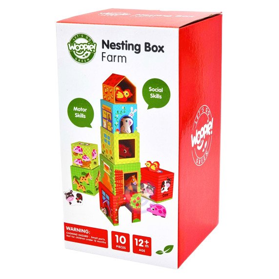 WOOPIE GREEN Ūkininkavimo dėžės kubas puzzle + figūrėlės 10 vnt.