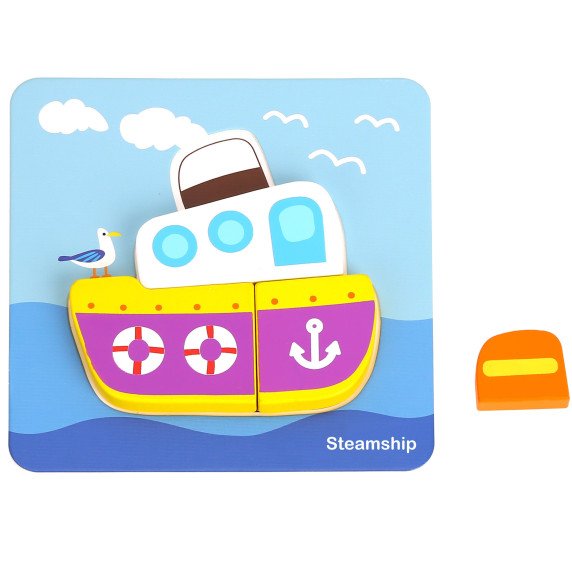 WOOPIE GREEN Mediniai puzzle transporto priemonės Montessori FSC