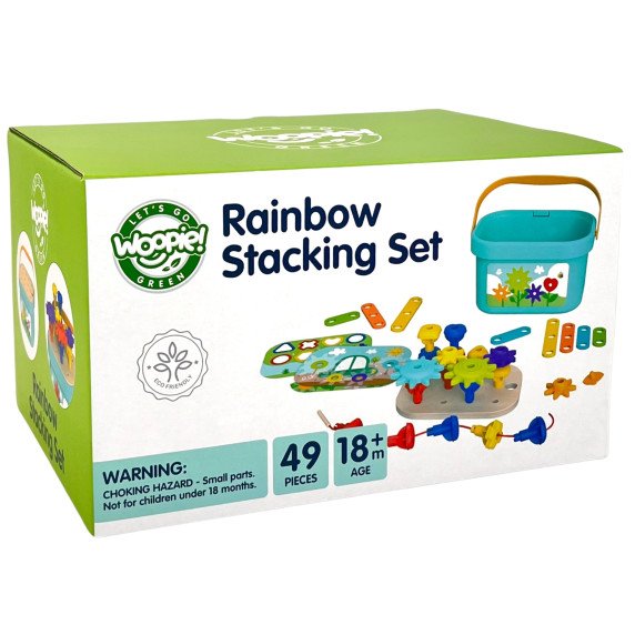 WOOPIE GREEN Montessori 12-in-1 variklio konstrukcijos dėžė FSC