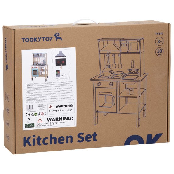Stambi medinė vaikų virtuvė TOOKY TOY, 10 dalių, FSC