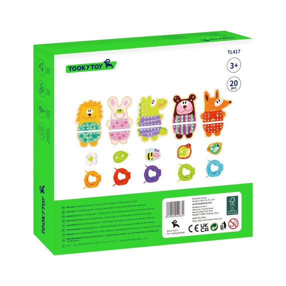 TOOKY TOY Medinis 5-in-1 gyvūnų siuvinėjimo žaidimas