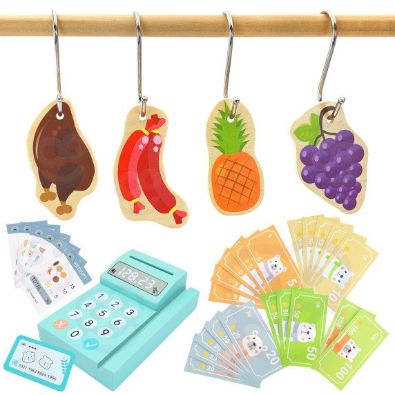 TOOKY TOY Produktų parduotuvės stalas Iš medžio Orkaitė Svarstyklių Kortelių skaitytuvas