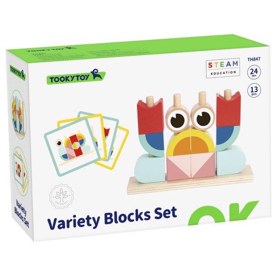 TOOKY TOY Kūrybinis medinis 3D kosmoso blokų krabas