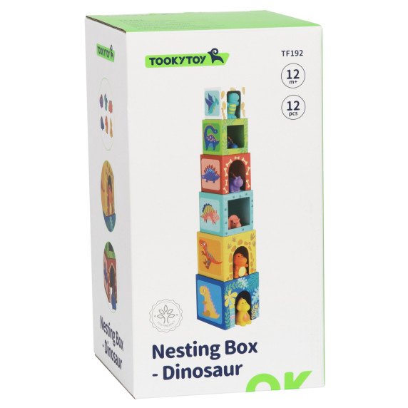 TOOKY TOY Mediniai blokai švietimo galvosūkis + 6 žaidimo figūros 12 vnt.