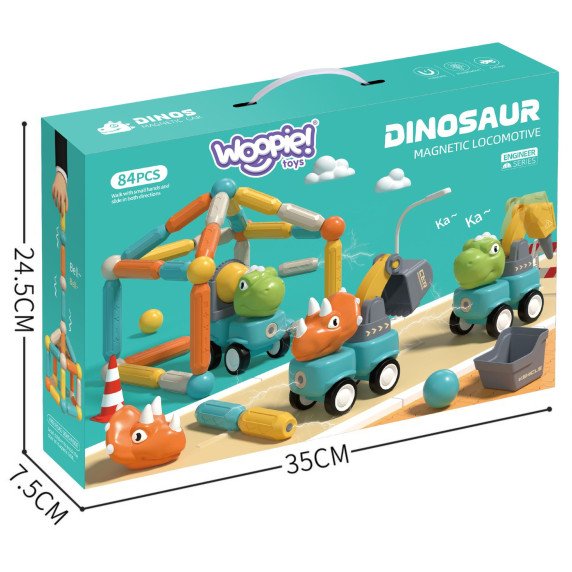WOOPIE Magnetiniai konstruktoriai Dinozaurai 84 vnt.