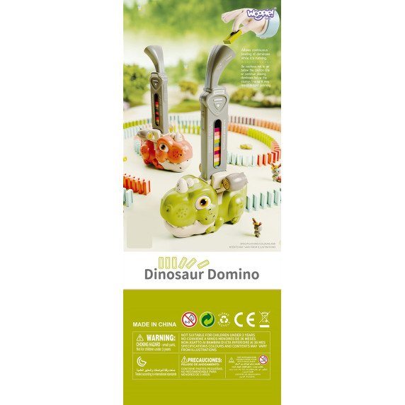 WOOPIE Elektrinis Traukinio Lokomotyvas Domino Blokams Dinozaurui Oranžinis - 3 vnt.