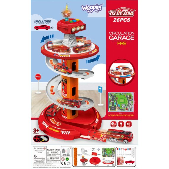 WOOPIE Spiral Track Car Garage 3 vnt.