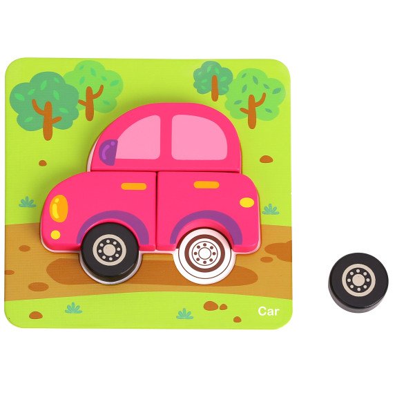 WOOPIE GREEN Mediniai puzzle transporto priemonės Montessori FSC