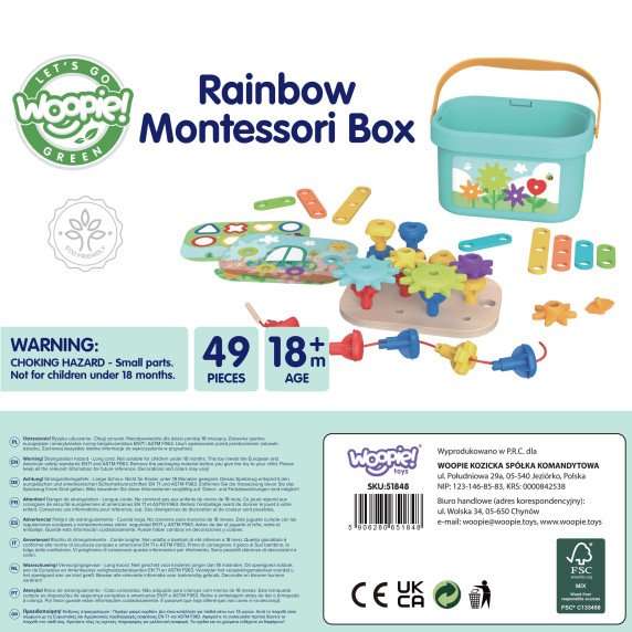 WOOPIE GREEN Montessori 12-in-1 variklio konstrukcijos dėžė FSC