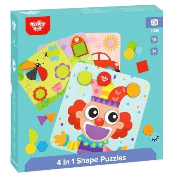 TOOKY TOY 4 in 1 Puzzle Montessori Blokų galvosūkiai