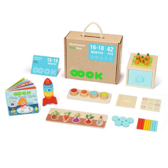 TOOKY TOY dėžutė XXL Montessori mokomoji 7in1 jutiminė dėžutė 16-18 mėnesių