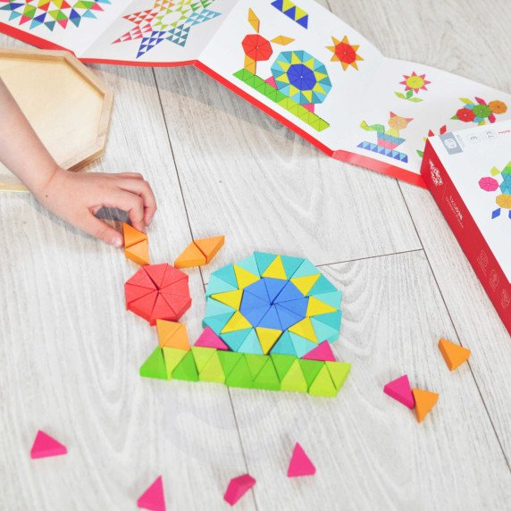 TOOKY TOY Aštakampis galvosūkis iš medžio mozaikos, mokomasis (73 vnt.)