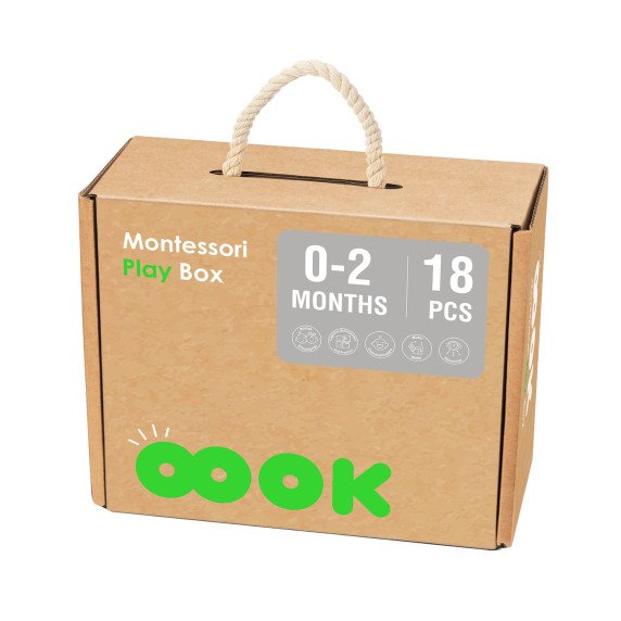 TOOKY TOY dėžutė XXL Montessori mokomoji dėžutė 7in1 jautriems pojūčiams 0-2 mėnesiai