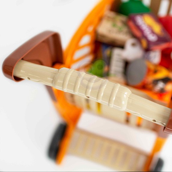 WOOPIE parduotuvės supermarketo vežimėlis pinigų skaičiuoklis Judami elementai + 65 priedų.