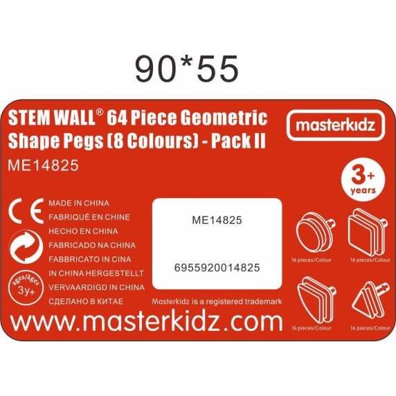 MASTERKIDZ Geometrinių formų smeigtukų komplektas (64 vnt.)