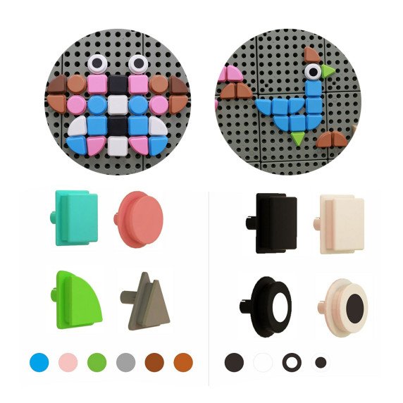 MASTERKIDZ Geometrinių formų smeigtukų komplektas (64 vnt.)