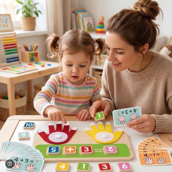 Medinis mokomasis žaislas TOOKY TOY skaičiavimo pirštais, sudėties ir atimties mokymui