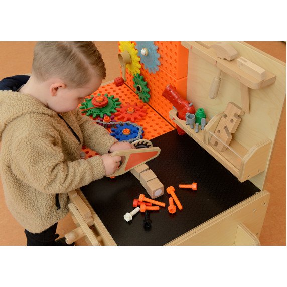MASTERKIDZ Medinis dirbtuvių rinkinys XXL Montessori STEM su įrankiais + priedais