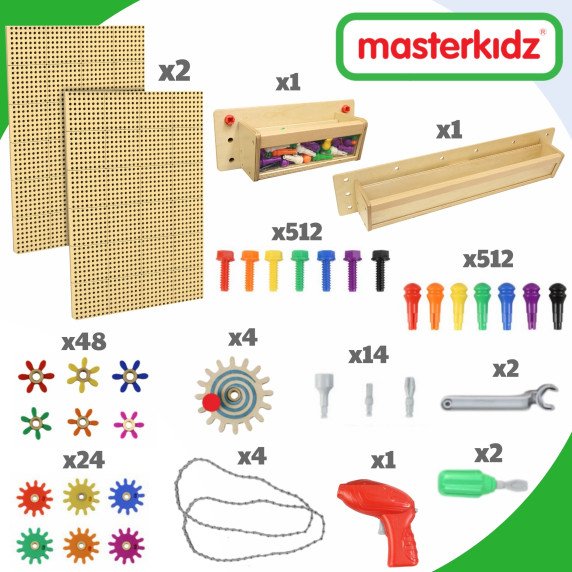 MASTERKIDZ STEAM Montavimo skydeliai + Priedų rinkinys (120 X 80 cm; 2 vnt.)