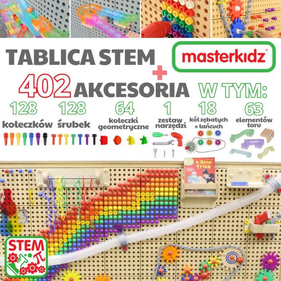 MASTERKIDZ Laisvai stovintantis STEM Kūrybinis Mokymosi Lentai 125 x 86 + Priedų Rinkinys