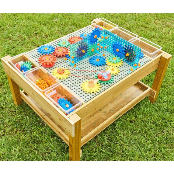 MASTERKIDZ Medinis lauko STEAM stalas + Krumpliaračių rinkinys (1200L, 121 x 99 x 60 cm.)