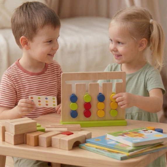 TOOKY TOY Loginė žaidimo laikas Puzzle Colors 30 Modeliai 18 vnt.