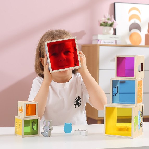 VIGA mediniai piramidės galvosūkio blokai rūšiuotojas Montessori