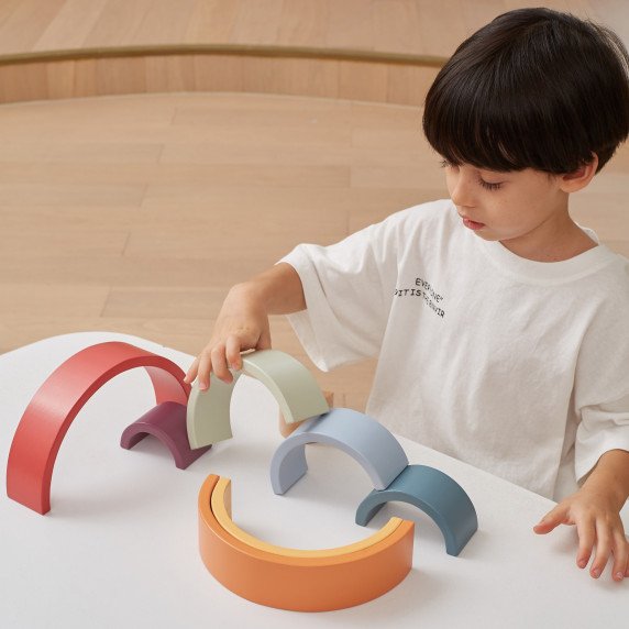 VIGA PolarB medinis vaivorykštės galvos įdėklai kūrybinių Montessori užduočių metu
