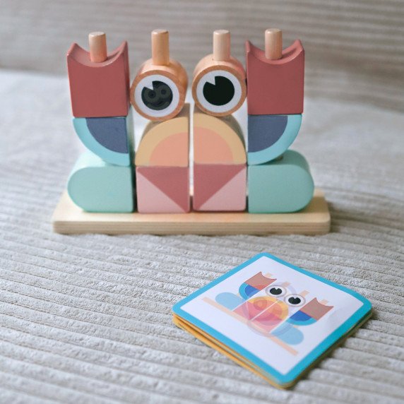 TOOKY TOY Krabas Iš Medžio Galvosūkių Bokštai Blokai Pastelinės Palangės