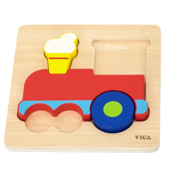 VIGA Medinis Montesori išsilavinimo puzzle traukinys