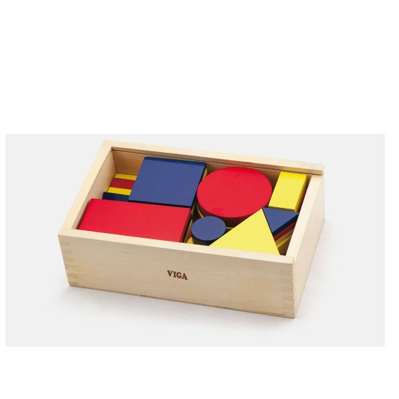 Mediniai Dienes blokai geometriniai figūros Viga Toys Montessori