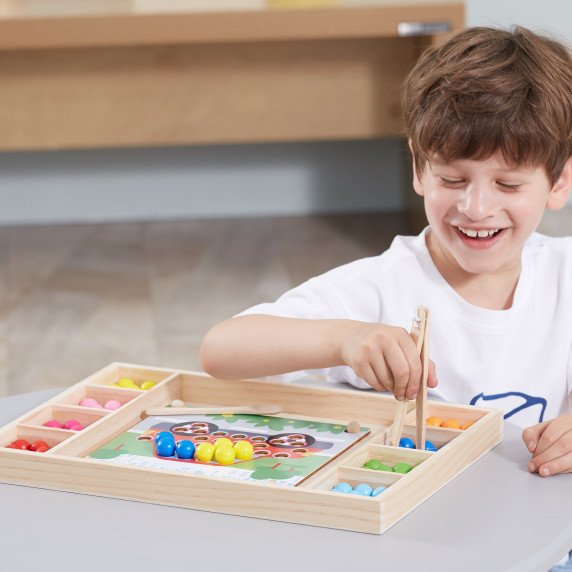 VIGA medinis kamuolių surinkimo ir suderinimo žaidimas Montessori galvosūkis
