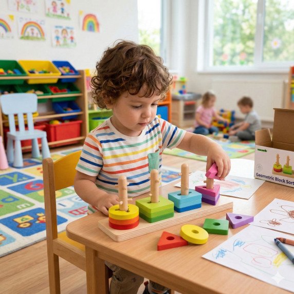 TOOKY TOY Formų rikiavimo žaislas su įvairiais Montessori blokais