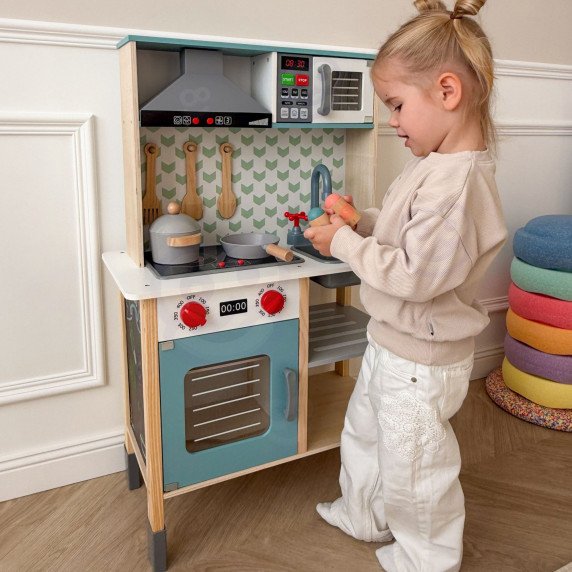 Stambi medinė vaikų virtuvė TOOKY TOY, 10 dalių, FSC