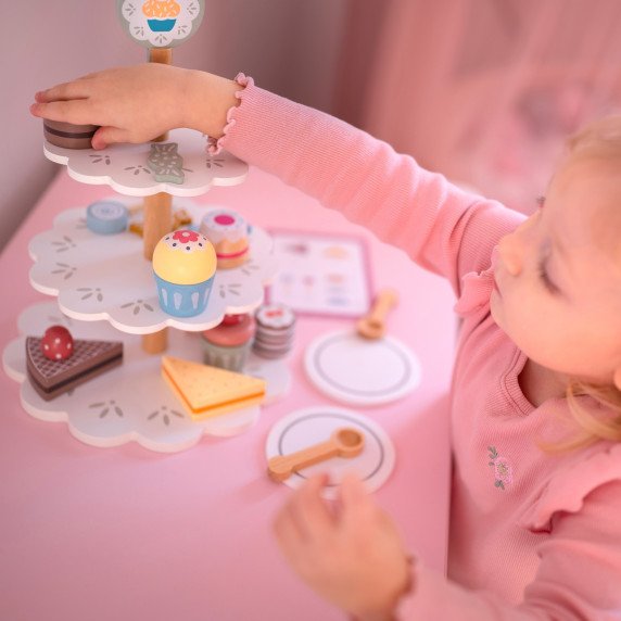 TOOKY TOY Saldainių lėkštė iš medžio stendo kupcakes pyragai
