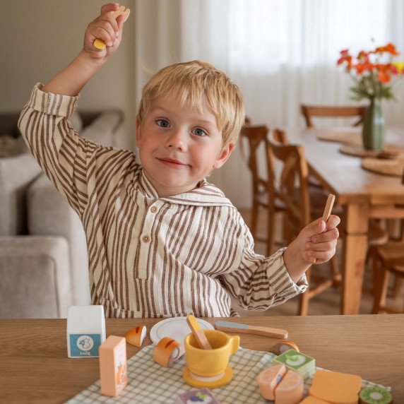 TOOKY TOY Pikniko rinkinys maisto pjaustytuvu su velkru Pusryčių rinkinys