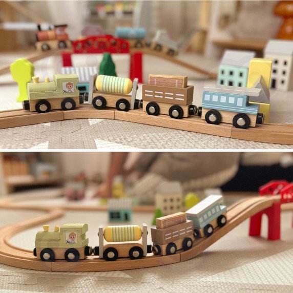 TOOKY TOY Mediniai Magnetiniai Vežimėliai