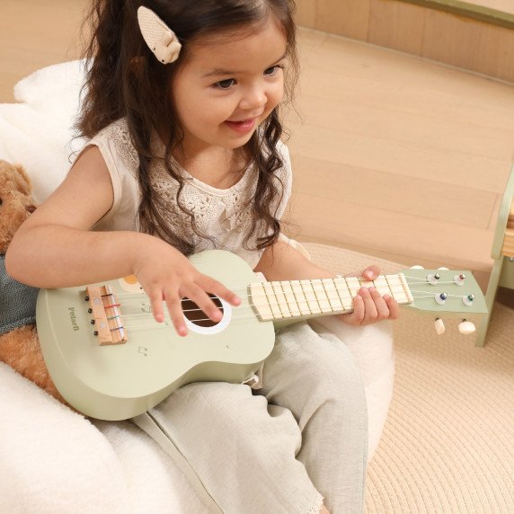 Viga Medinis Ukulelės Gitara vaikams Žalia su Muzikiniais Simboliais