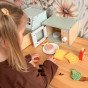 Medinis mikrobangų krosnis su maisto rinkiniu iš medžio TOOKY TOY