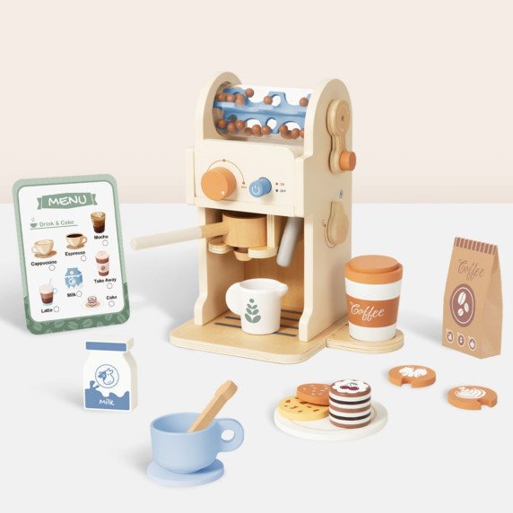 TOOKY TOY Medinis kavinės rinkinys - Baristo ekspreso aparatas