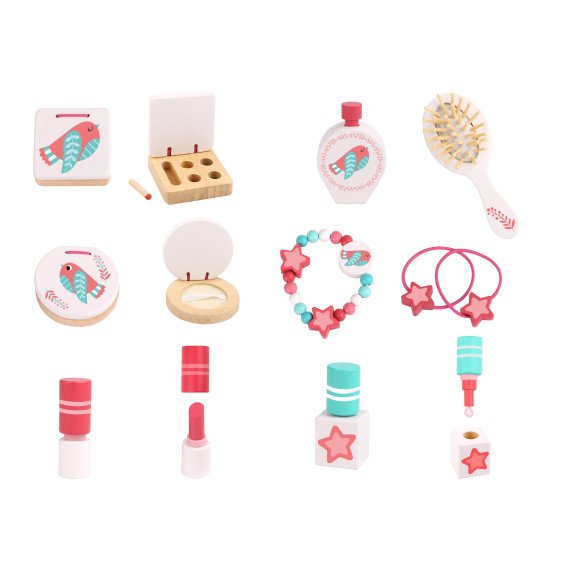 TOOKY TOY Rožinis medinis makiažo staliukas su veidrodžiu