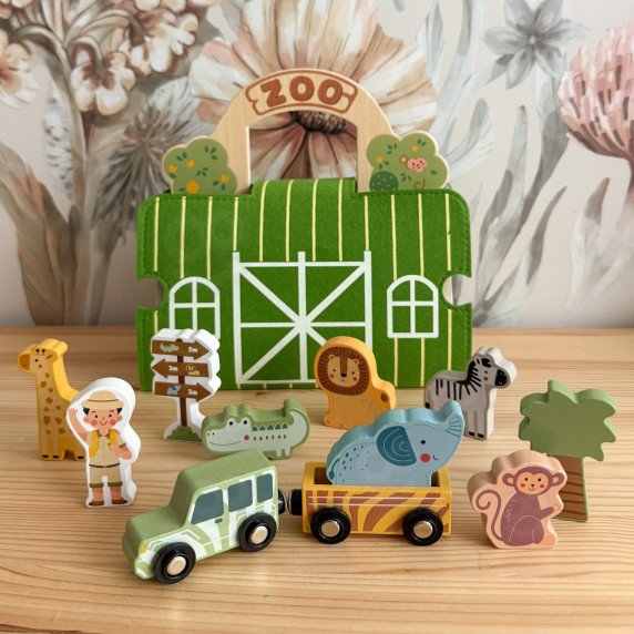 TOOKY TOY Mini Zoo Portable Gyvūnų Krepšio Rinkinys